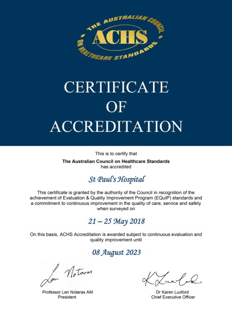 澳洲醫療服務標準委員會認證 ACHS